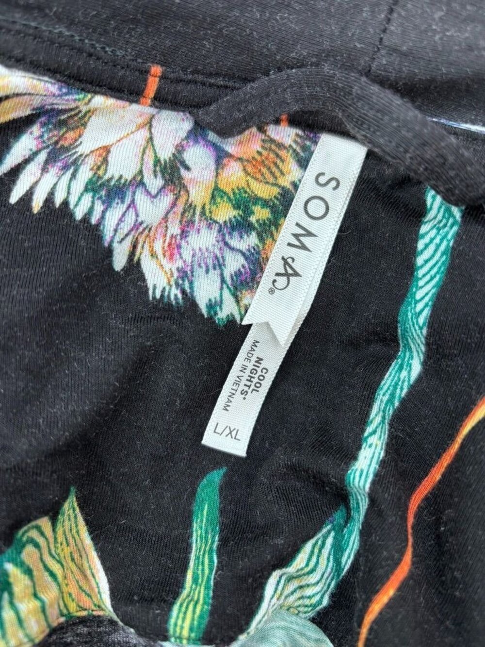 Soma cool nights large XL black botanical floral kimono tie robe loungewear - Picture 7 of 8